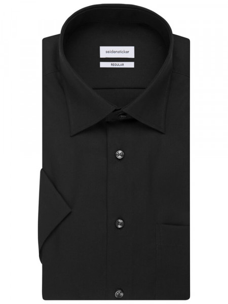 SEIDENSTICKER Regular Fit Hemd Schwarz Business Kent Popeline - Ansicht 4