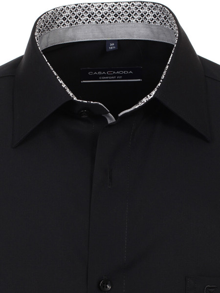 CASAMODA Comfort Fit Hemd Schwarz Kent Popeline - Ansicht 1