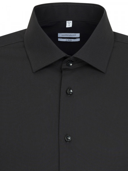 SEIDENSTICKER Extra Slim Fit Hemd Schwarz Business Kent Popeline - Ansicht 2