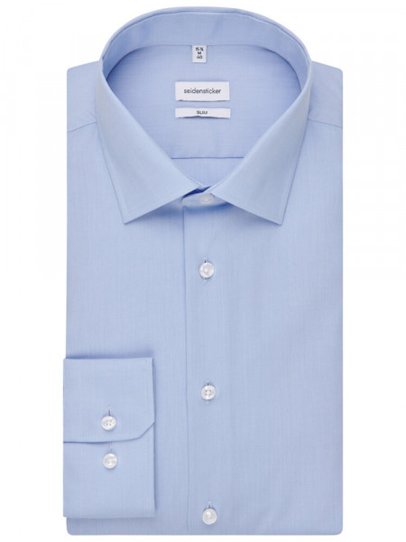 SEIDENSTICKER Slim Fit Hemd Hellblau Business Kent Fil à Fil - Ansicht 4