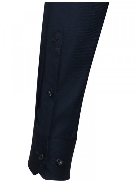 SEIDENSTICKER Tailored Fit Hemd Dunkelblau Business Kent Struktur - Ansicht 1