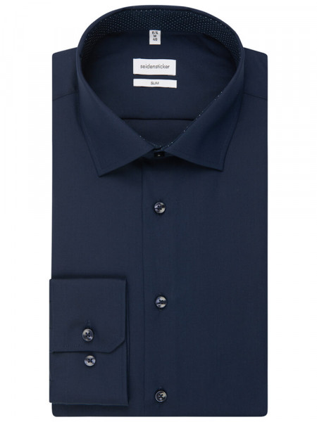 SEIDENSTICKER Slim Fit Hemd Marine Business Kent Popeline - Ansicht 4