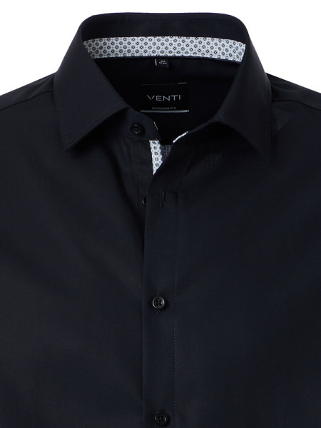 VENTI Comfort Fit Hemd Schwarz Kent Popeline - Ansicht 1