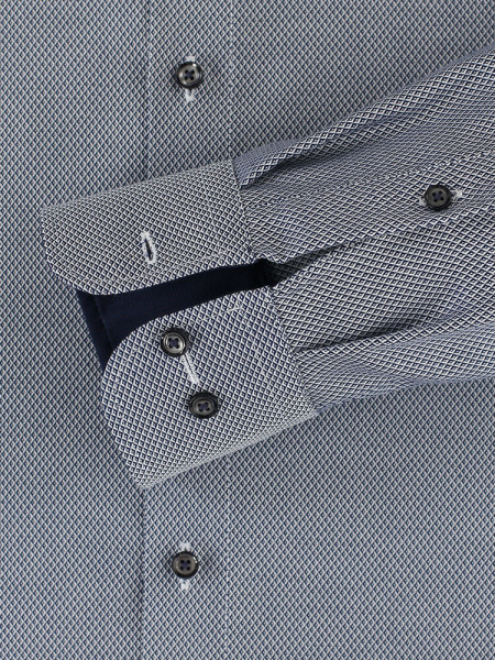 CASAMODA Comfort Fit Hemd Rauchblau Button-Down Struktur - Ansicht 2