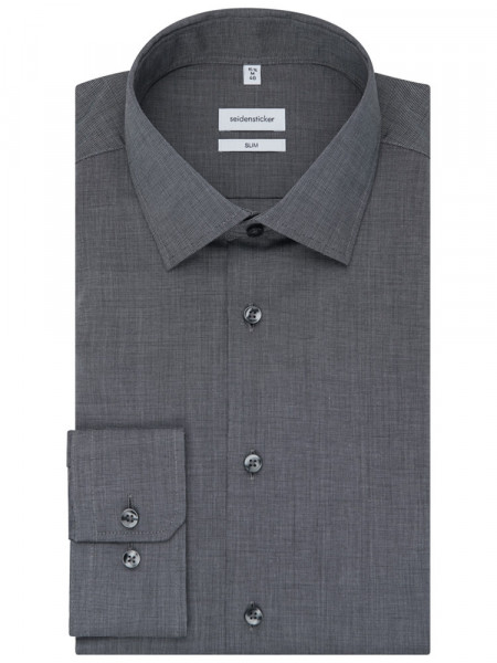 SEIDENSTICKER Slim Fit Hemd Anthrazit Business Kent Fil à Fil - Ansicht 4